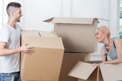 Local removals team handling access challenges near residential buildings