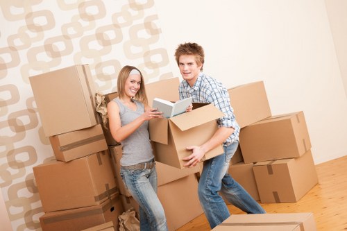 Boxes and furniture loaded into a removal van for a Gants Hill move